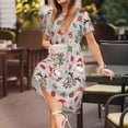 thumbnail image 3 of Balery Groovy Retro Santa Vestidos sueltos de manga corta para mujer, vestidos de verano 2025, vestidos casuales de corte A con vuelo., 3 of 6