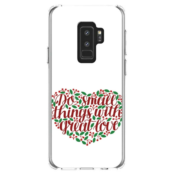 DistinctInk Clear Shockproof Hybrid Case for Samsung Galaxy S9  PLUS (6.2" Screen) - TPU Bumper, Acrylic Back, Tempered Glass Screen Protector - Do Small Things With Great Love - Floral