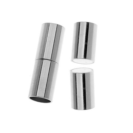 - Magnetic Clasp, Tube Cord Ends Fits 6.2mm Cord, 1 Set, Silver Plated