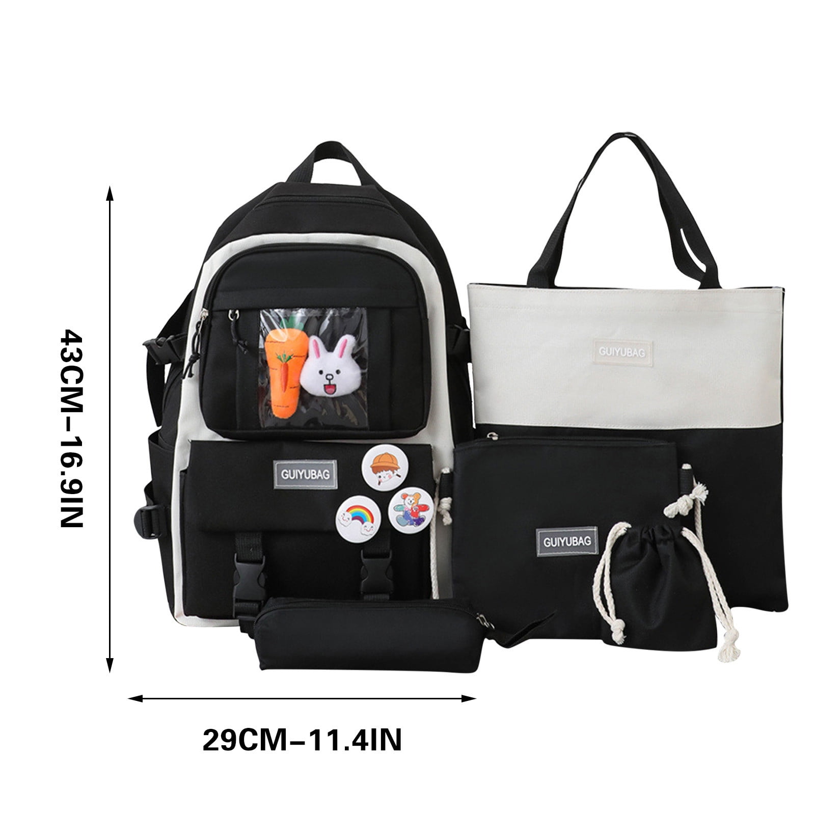 CasaChic Large Capacity Canvas Backpack Set, 5-in-1 Multi-Purpose Messenger Bag, Beam Bag & Pencil Case for Youth Daily Use