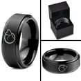 thumbnail image 4 of Tungsten Cat Love Cats Lover Kitten Kitty Feline Band Ring 8mm Men Women Comfort Fit Black Step Bevel Edge Brushed Polished, 4 of 4