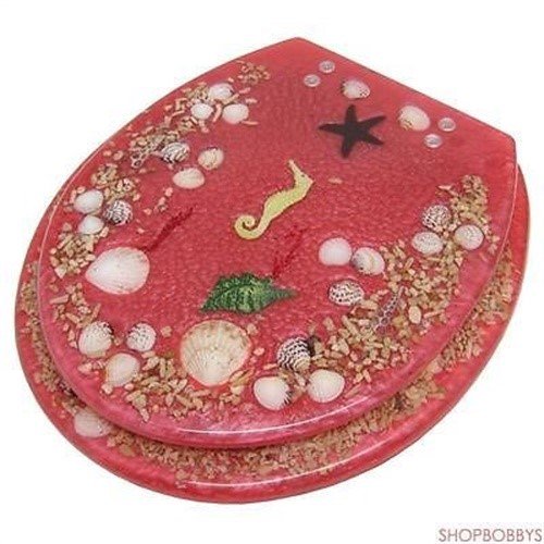 Elegant Touch Seashell Design Polyresin Standard Toilet Seat, Pink