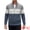 Gray Navy, variant on Men's Contrasting Colors Stripe Cable Knit Stand Collar Jacket S Multicolor