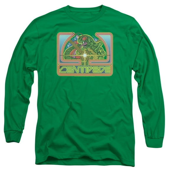 Atari Centipede Green Long Sleeve T-Shirt Adult 18/1 Kelly Green