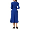 thumbnail image 3 of INSPIRE CHIC Women's Work Dress A Line 3/4 Sleeves Elegant Midi Dress XS Royal Blue, 3 of 5