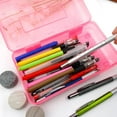 thumbnail image 6 of Plastic Pencil Box, Large Capacity Clear Pencil Case, 2 Pack Hard Pencil Case, Clear Crayon Box with Snap-tight Lid Stackable Design, Plastic Storage Box for Office Supplies, Hot Pink, 6 of 7