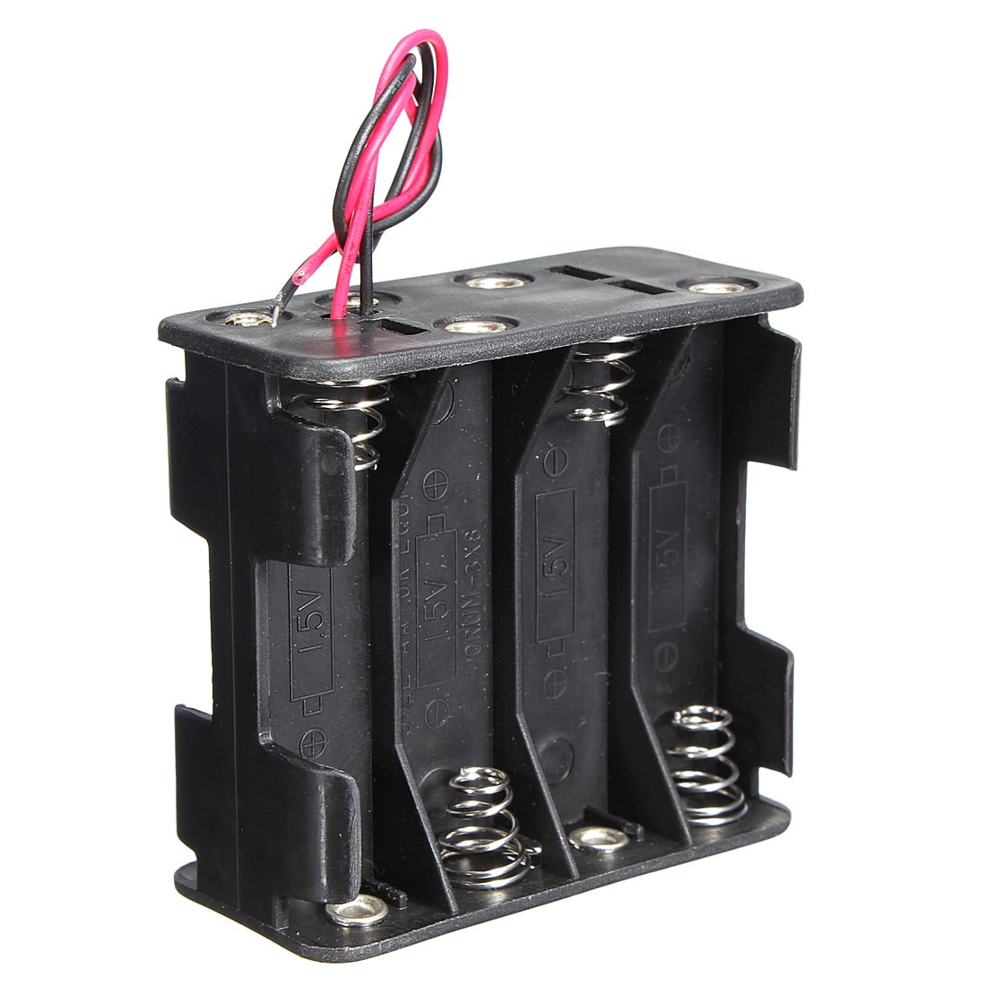 Battery Holder Dual-side 4-AA Cells Case Box With 6" Cable Leads