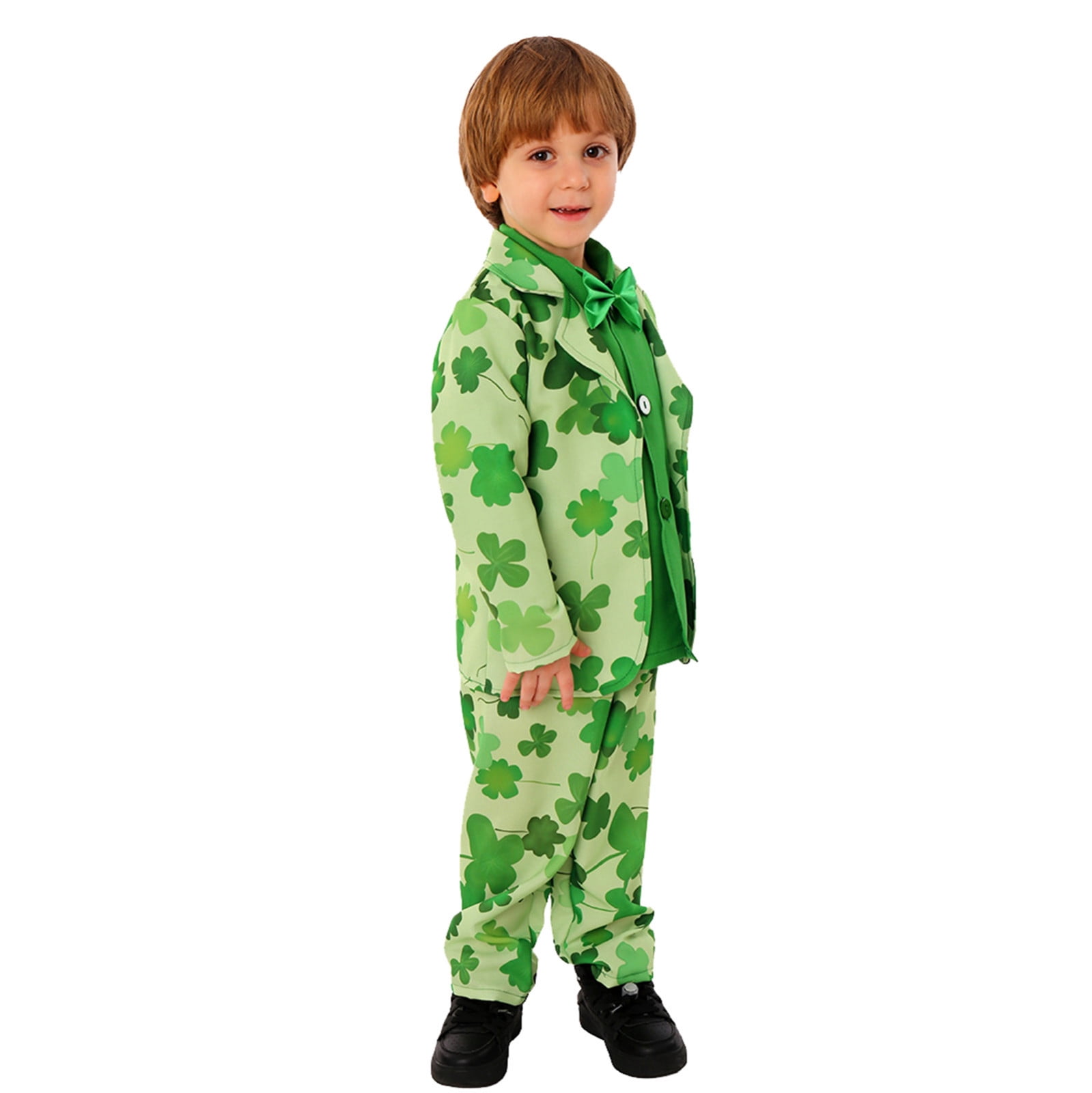 Kids Leprechaun Costume – 4-Piece St. Patrick's Day Outfit With Jacket, Vest, Pants & Hat, Green Velvet & Taffeta