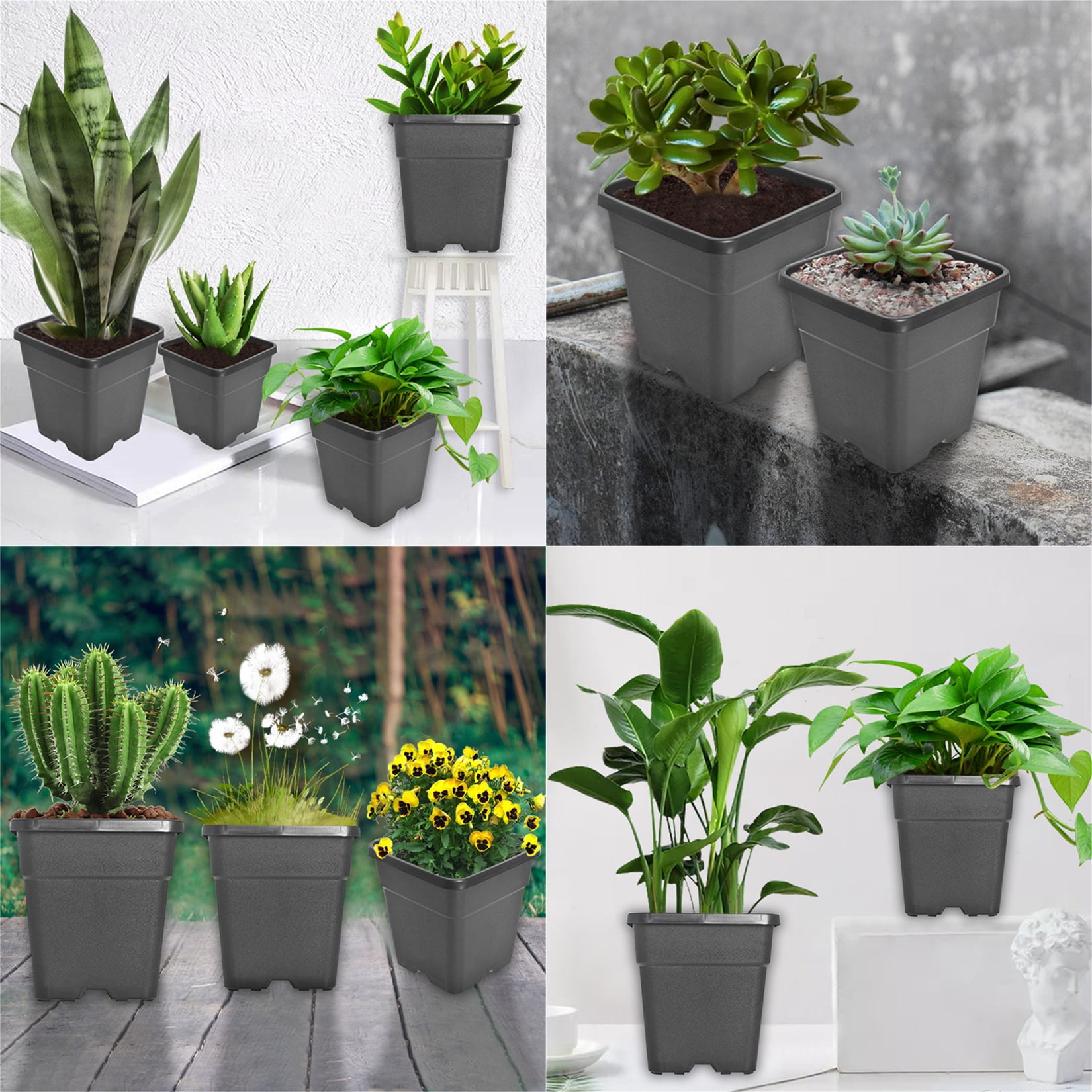 10-Pack 5 Gallon Square Nursery Pots | Heavy Duty Reusable Gallon Planters,Space-Saving Eco-Friendly Gardening & Indoor,Outdoor Planting Solution!