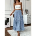 thumbnail image 4 of MORTTIC Women's Boho Floral Maxi Skirt - High Elastic Waist, Pleated A-Line Long Skirt for Summer Casual Wear, 4 of 5