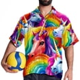 thumbnail image 4 of Robot Unicorn Attack Men's Short Sleeve Button Down Casual Poplin Shirts for Summer Beach, Printed Design - Unisex, 4 of 6