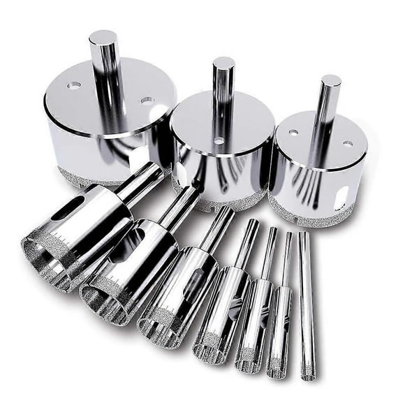 Diamond Drill Bit, (10 Pcs Hole Saw Set), Tile Hole Cutter, Diamond Saw (Solvent Tools for Glass, Porcelain, Ceramic, Granite Stone)