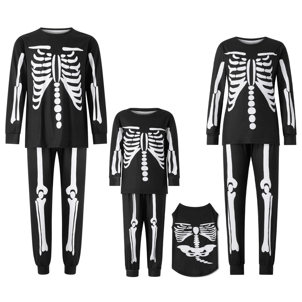 Costume Halloween Enfant Squelette - Pyjama 2 Pièces Manches Longues - Tissu Doux Polyester - Unisexe Garçon/fille