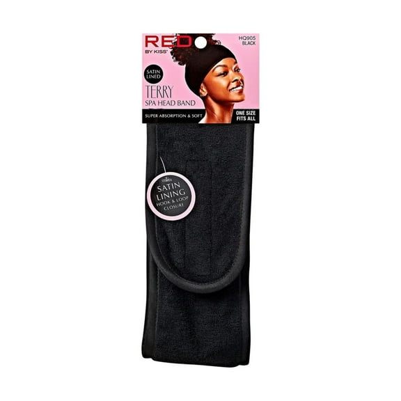 Red by Kiss Velcro Spa Headband | Adjustable Hair Wrap for Skincare & Makeup – Choose Color