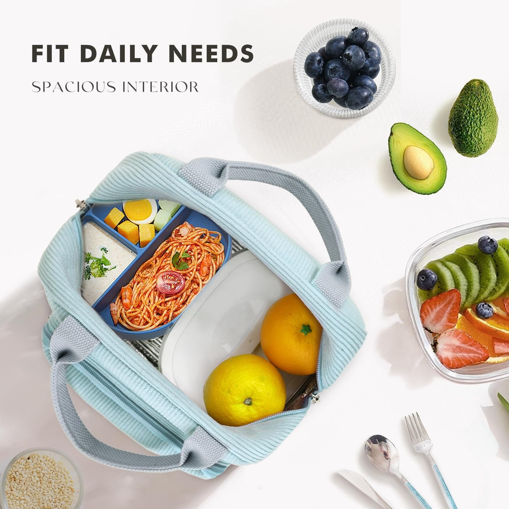 Women’s Insulated Lunch Tote Bag – Leakproof, Multi-Pocket, Removable Strap, Stylish Black