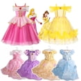 thumbnail image 2 of Vestido de Encaje amarillo con bordado de flores para niña, traje de princesa de La Bella y La Bestia para Halloween, fiesta Fivean unisex, 2 of 2