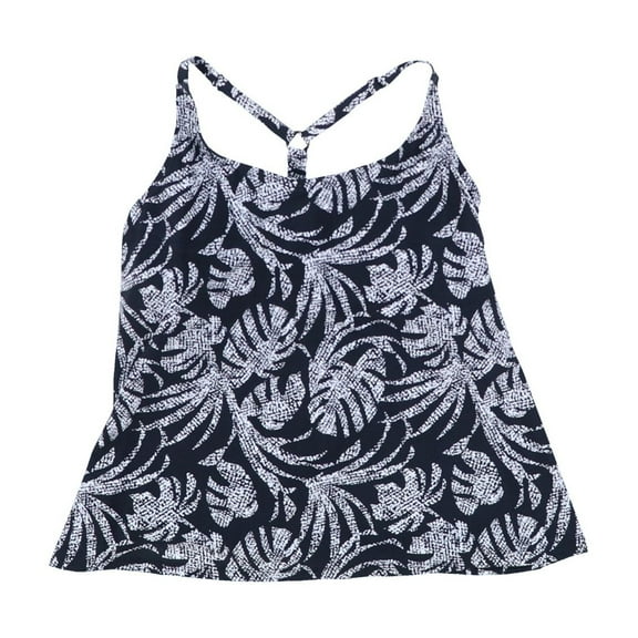 Island Escape Women's Tankini Swim Racerback Black Multi 6