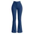 thumbnail image 5 of Bloomae Women Flare Bootcut Yoga Dress Work Pants Pull On Stretchy Button Elastic High Waist Slacks for Business Casual, 5 of 8