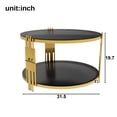 thumbnail image 4 of GZXS Modern Round Coffee Table, Golden Metal Frame with Black Tempered Glass Top & Open Shelf, 31.5" Stylish Accent Table in Asymmetrical Design, Easy Assembly, 4 of 7