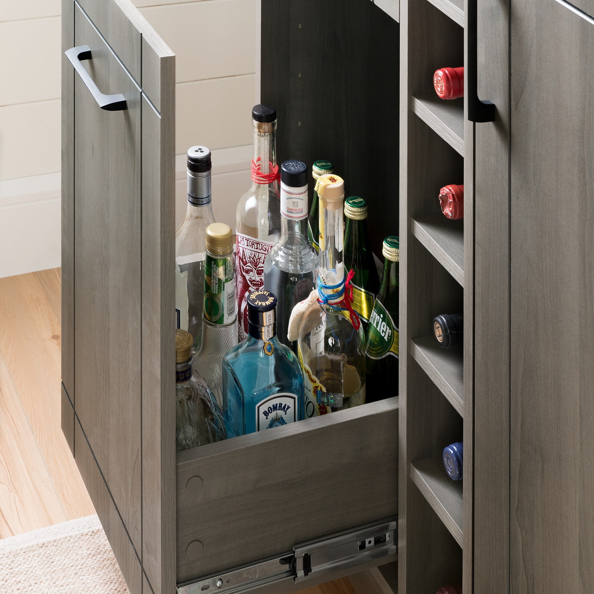 South Shore Vietti Bar Cabinet with Storage, Gray Maple