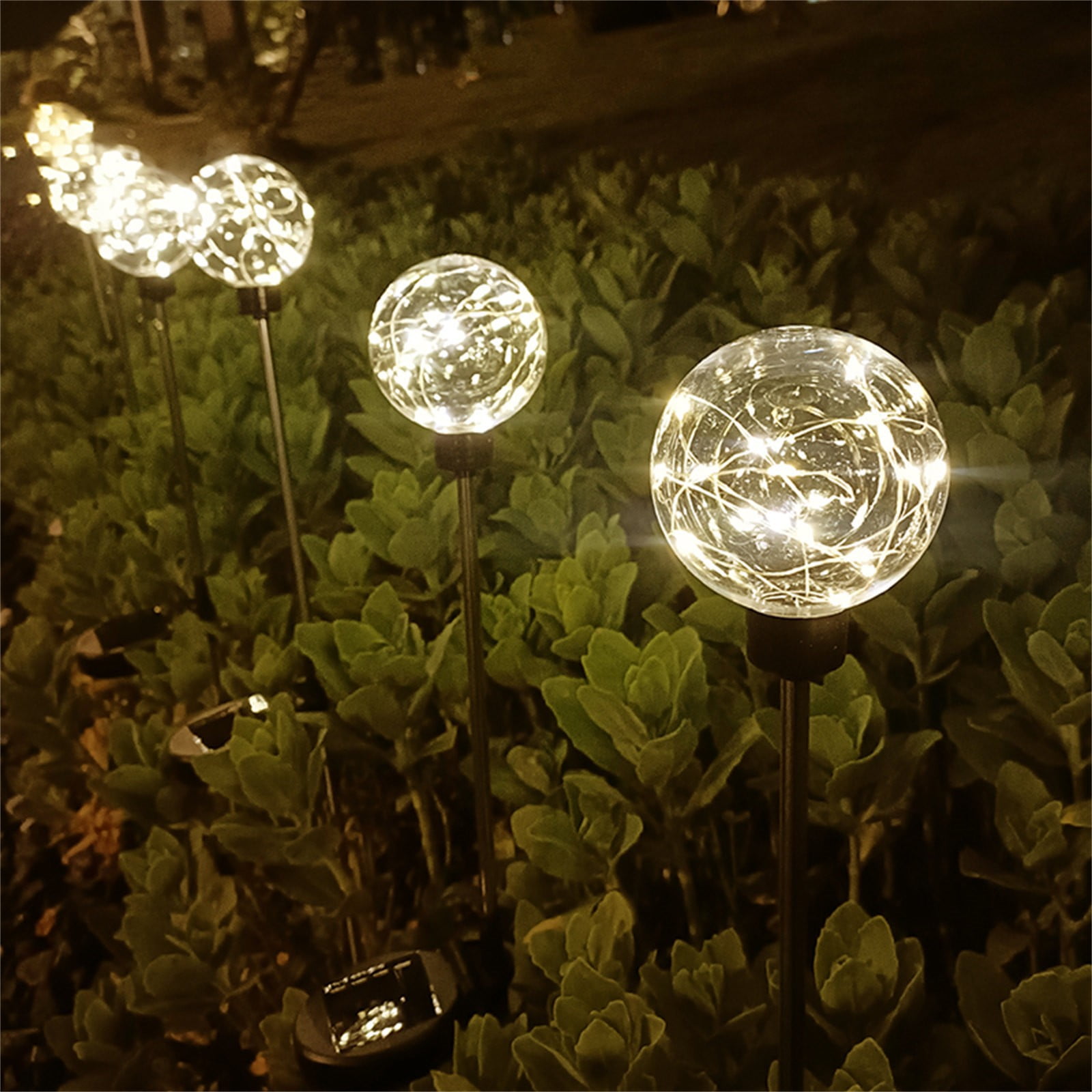 JilgTeok 3 Pcs Solar Garden Lights Solar Ball Lamps for Villa Yard Patio Landscape Decorative Insert Ground Lights Waterproof Outdoor Solar Lights