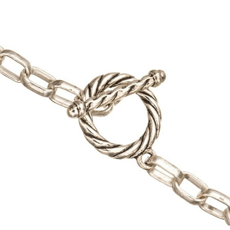 Silver Long Box Chain Necklace With Toggle Clasp Antique Silver Plated 20Inch 6mm Chain Sold per pkg of 1pcs