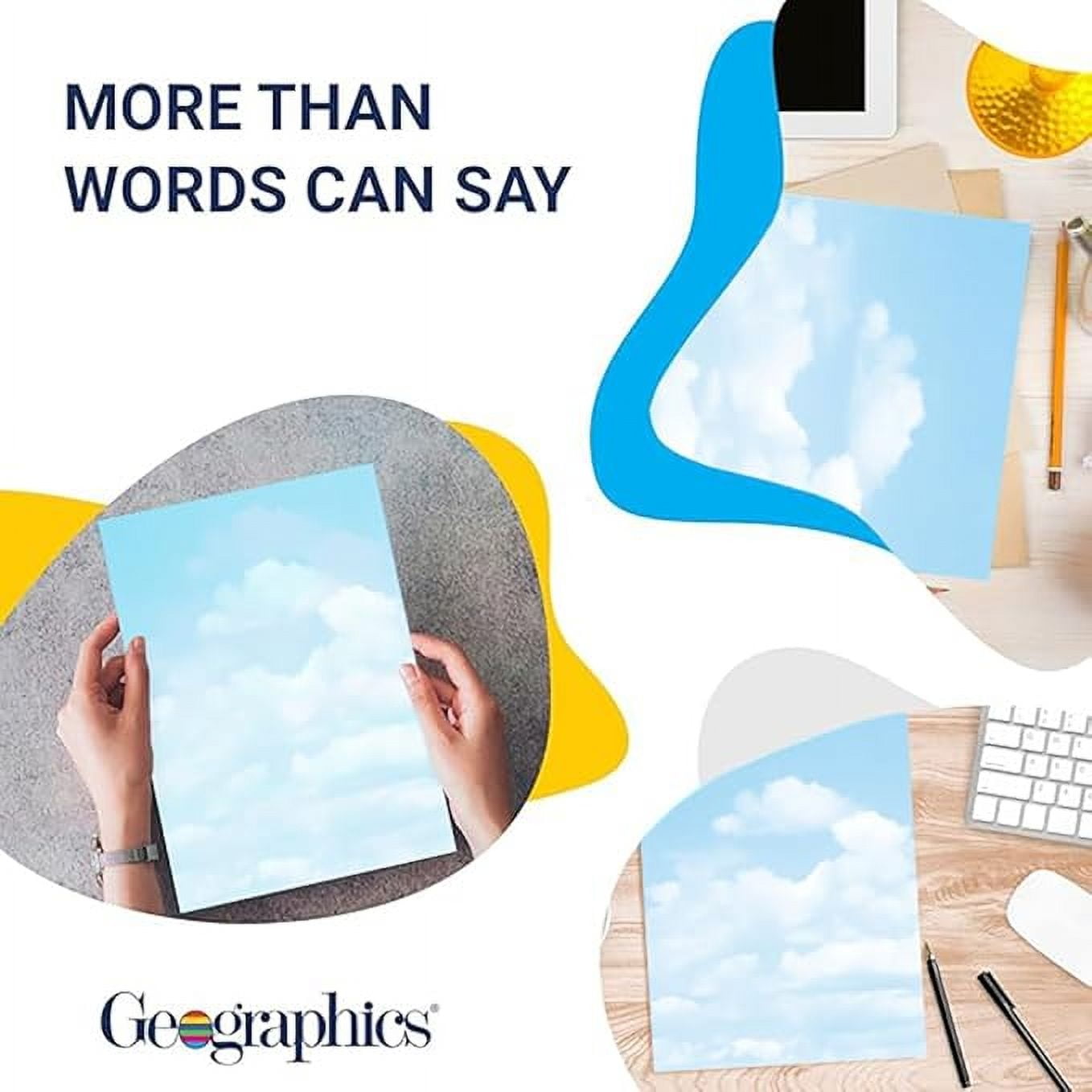 Geographics Clouds Letterhead Paper 24 lb - Cloud Paper for Printer - 8.5"x 11" Sheets - Ideal for Computer Paper, Cardstock, Design, pack of 600