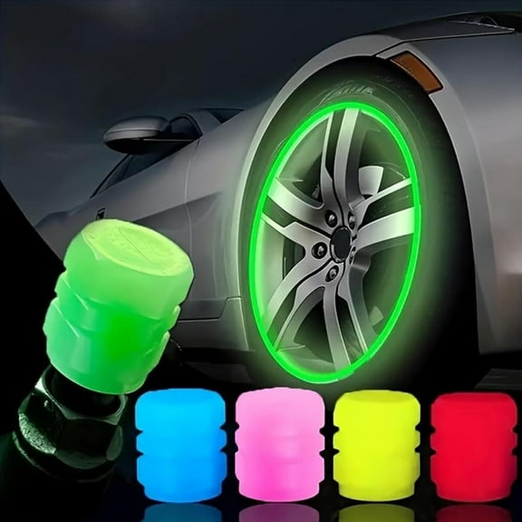 Glow-in-The-Dark Car Tire Valve Cap Set,Funny Fluorescent Tire Valve Stem Caps,Durable Easy To Install No Tool Required for Vehicle Bikes