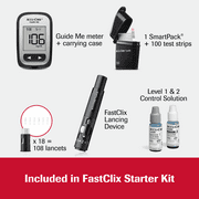 Accu-Chek FastClix Glucose Monitor Kit for Diabetic Blood Sugar Testing: Guide Me Meter, FastClix Lancing Device & 108 Lancets, 100 Guide Test Strips, and Control Solution (Packaging May Vary)