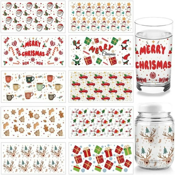 PVC DIY Heat Transfer Paper for UV Sublimation Cup Mixed Shapes 110x240mm 10 style 1pc/style 10pcs/set