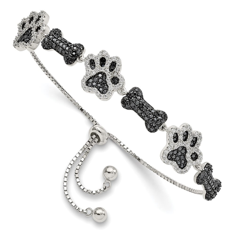 puppy bone star paw print animal pet Puppy Love Silver Charm Bracelet- dog 