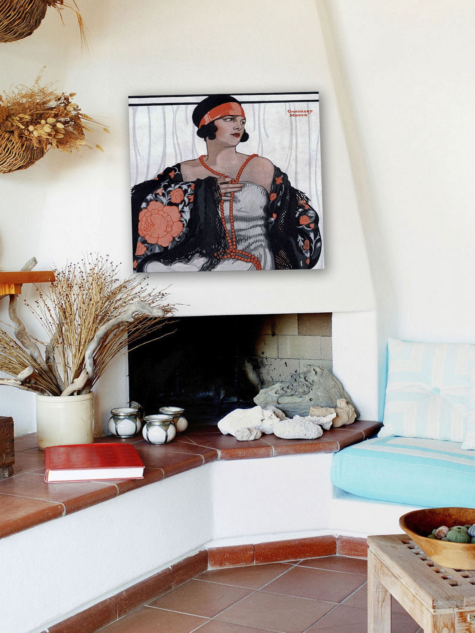 Marmont Hill Vintage Fashion Flapper in Shawl and Beads by Guernsey Moore Painting Print on Wrapped Canvas