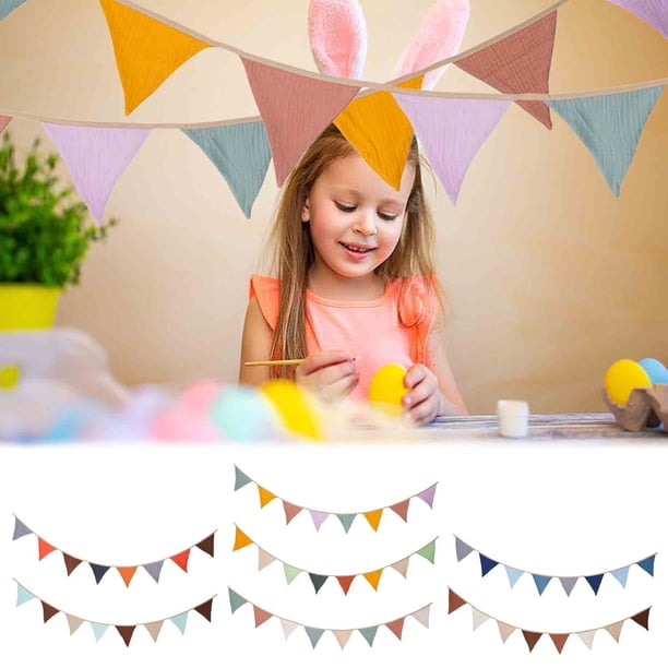 Banderas de cordón de algodón de doble capa - Decoraciones de 6 m de color liso para fiestas de cumpleaños, casa, acampada y eventos festivos