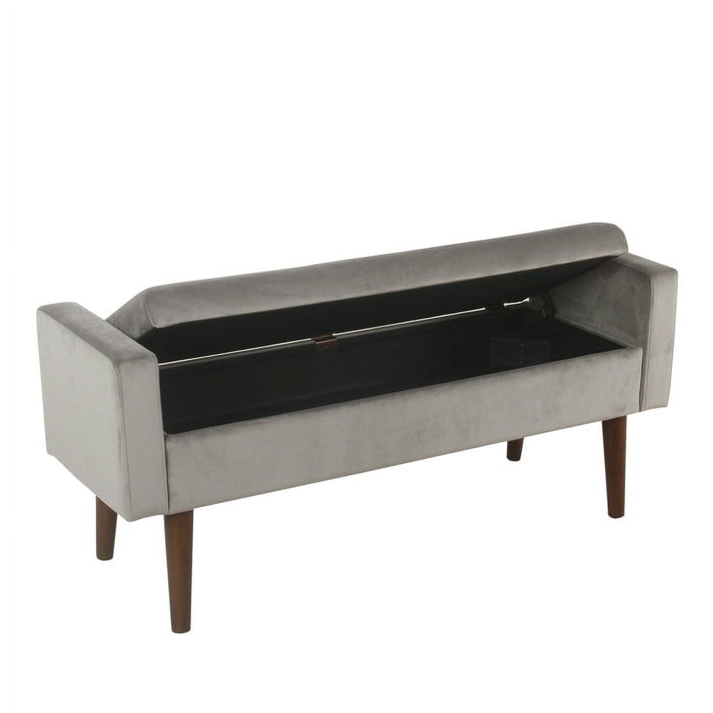Saltoro Sherpi Velvet Upholstered Wooden Bedroom Bench with Lift