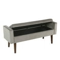 thumbnail image 2 of Saltoro Sherpi Velvet Upholstered Wooden Bench with Lift Top Storage and Tapered Feet, Gray, 2 of 6