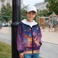 thumbnail image 3 of FKELYI Purple Star Dragon Print Zipper Front Hoodies for Kids Long Sleeve Sweatshirt Fleece Jacket with Pockets for Boys Girls Fall Top Winter Clothes, M, 3 of 6