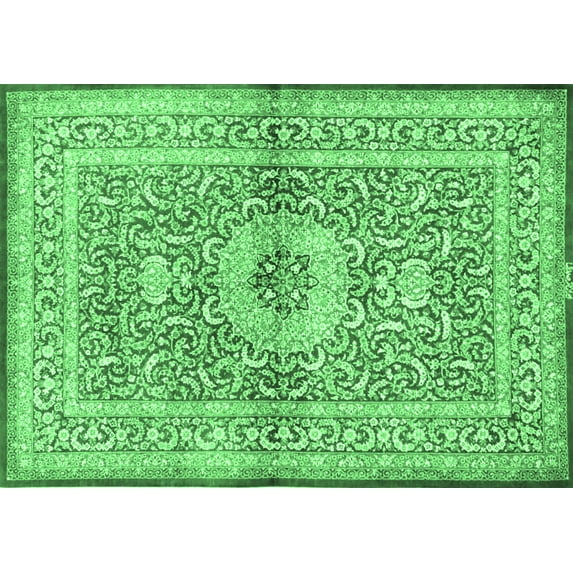 Ahgly Company Indoor Rectangle Medallion Emerald Green Traditional Area Rugs, 5' x 8'
