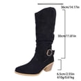 thumbnail image 6 of Aihuaihua Mid Calf Boots for Women Vintage Foldover Extra Wide Calf Slouchy Boots Buckle Strap Leather Boots with Heel Stylish Shoes, Fall Boots Women, 6 of 10