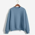 thumbnail image 4 of Yubnlvae Sweatshirt for Women, Women's Solid Color Round Neck Oversized Sweatshirt Loose Fit Long Sleeve Light Sweatshirt Loose Blouse Crewneck Sweatshirts Teal Blue M, 4 of 4
