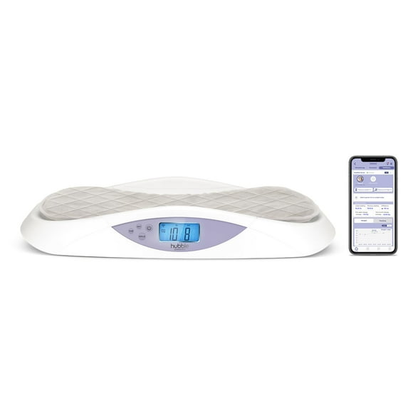 Hubble Grow Smart Baby Scale – Track Baby’s Growth, Food Intake, & Development with Accurate 4-Sensor Technology, Large LCD Display, Soft Pad, and HubbleClub App Integration