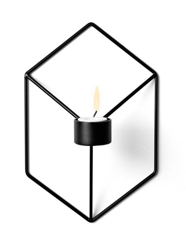 Nordic Style Metal 3D Geometric Candlestick Wall Candle Holder Sconce Home Decor 
