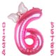 thumbnail image 1 of Globo Kwuz rosa número 6 de 40 cm con minilazo para niñas que cumplen 6 años, 1 of 6