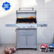 Monument Grills Mesa 4-Burner Stainless Steel Propane Gas Grill with Clear View Lid, Side Burner, LED Controls