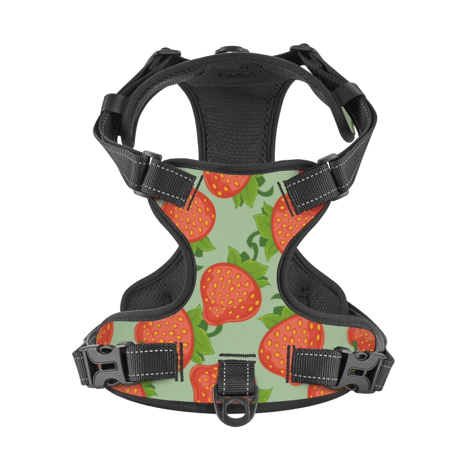 Kdxio Hand Drawn Strawberry Print No Pull Dog Harness Adjustable Reflective Oxford Easy Control Medium Large Dog Harness for Training and Everyday-Small