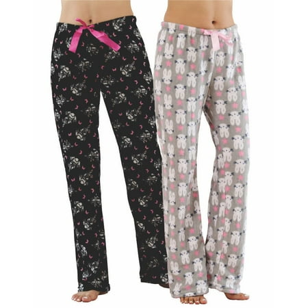 

2pk Women s Soft Plush Fleece Draw String Pajama Sleep Pants