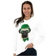 thumbnail image 4 of Cute St Pattys Day Leprechaun Pug Women's Long Sleeve T Shirt Brisco Brands S, 4 of 6