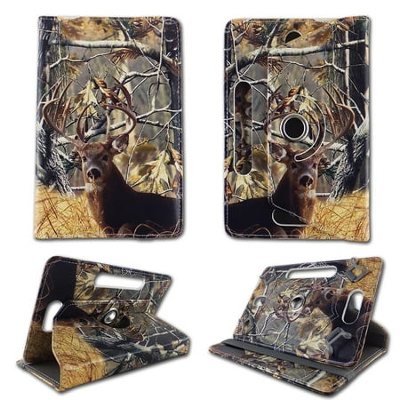 Camo tail deer folio tablet Case for Dragon touch 7 inch android tablet cases 7 inch Slim fit standing protective rotating universal PU leather standing cover