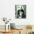 thumbnail image 2 of JEUXUS Farmhouse Funny Bathroom Panda Wall Art Black and White Rustic Country Bathroom Panda on Toilet Pictures Wall Decor Farmhouse Bathroom Sign Canvas Prints Painting Modern Home Framed, 2 of 4