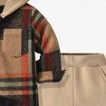 thumbnail image 5 of HCNTES Baby Boy Winter Clothes Toddler Boys Fall Winter Outfit Sets, 6M 12M 18M 24M 2T 3T 4T 5T 6T 7T 2-Pieces Plaid Hoodie Sweatshirt Top + Jogger Pants Outfit Set Fall Winter Set, 5 of 7
