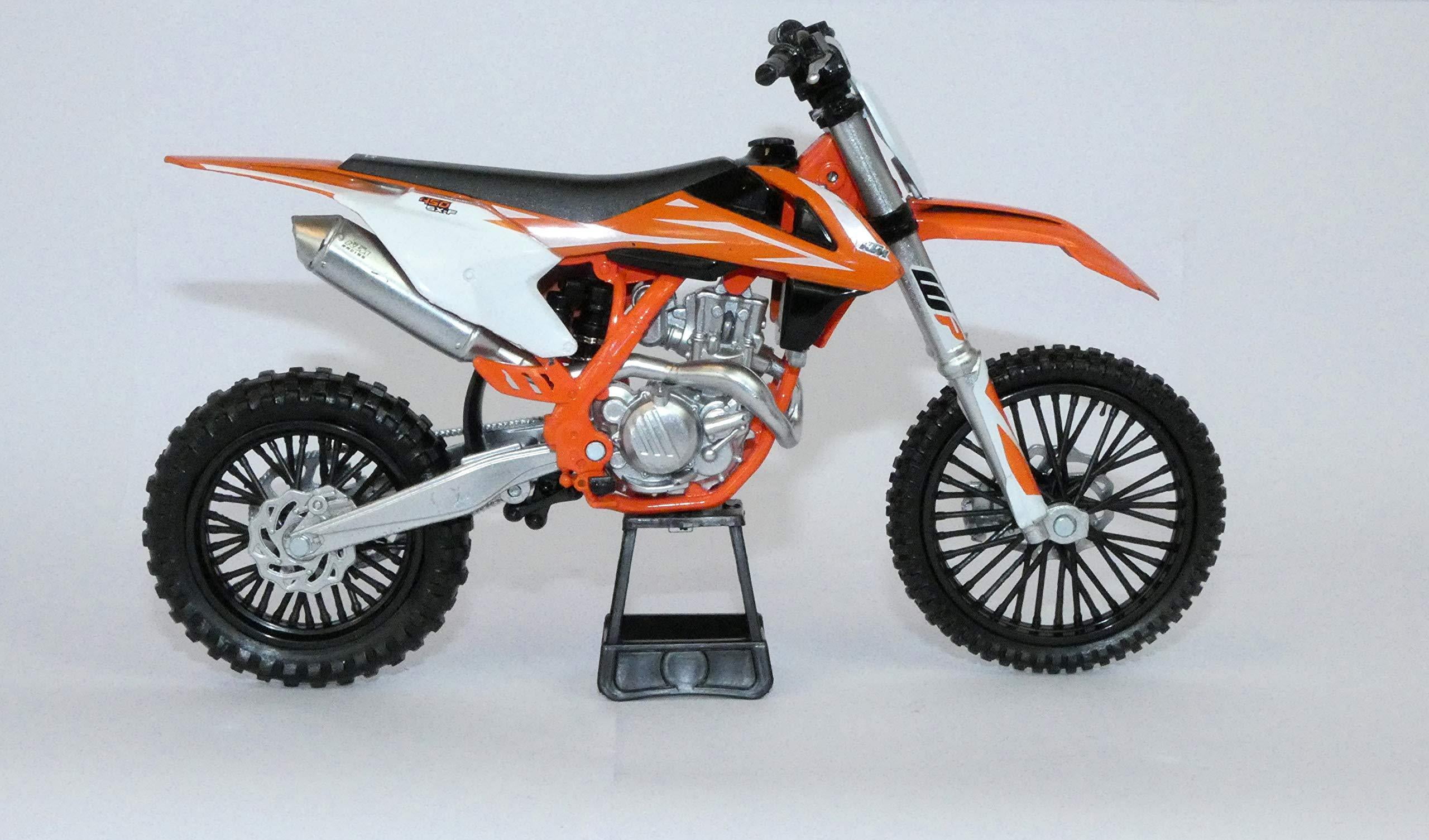 KTM 450 SX-F DIRT BIKE ORANGE AND WHITE 1/10 MOTORCYCLE MODEL BY NEW RAY 57943 